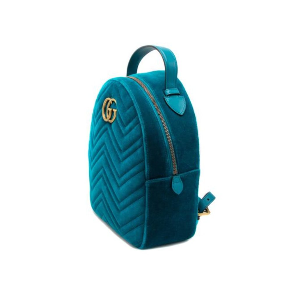 Gucci Dome Marmont Petrol Velvet Matelasse Gg (Sku 4784) Backpack - Picture 4 of 11